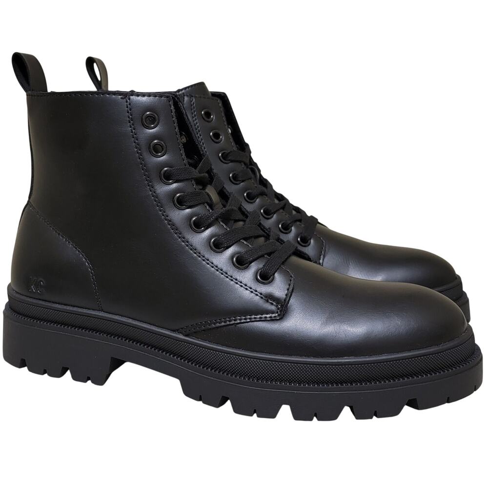 Kenneth Cole Reaction Men Petro Lug Sole Combat Boots Size US 8.5M Black